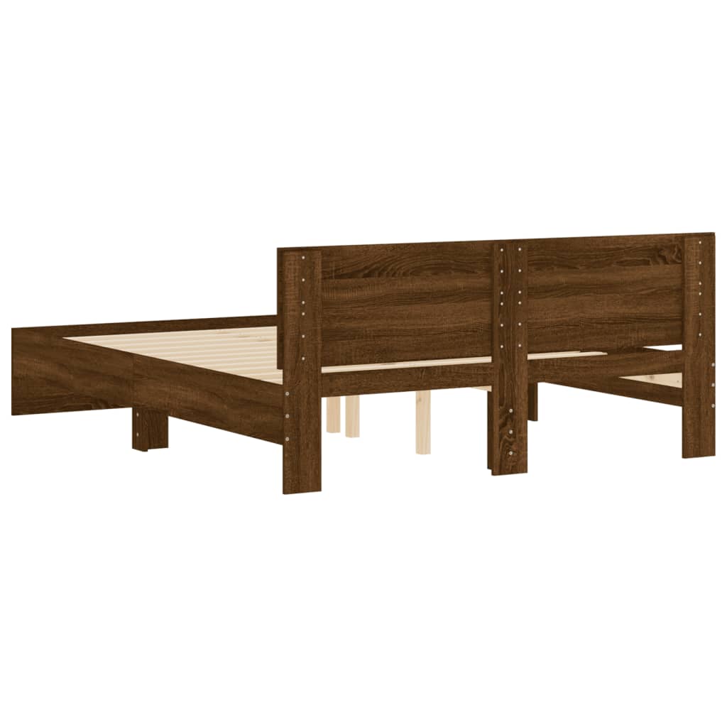 vidaXL Estructura de cama con cabecero marrón roble 140x190 cm