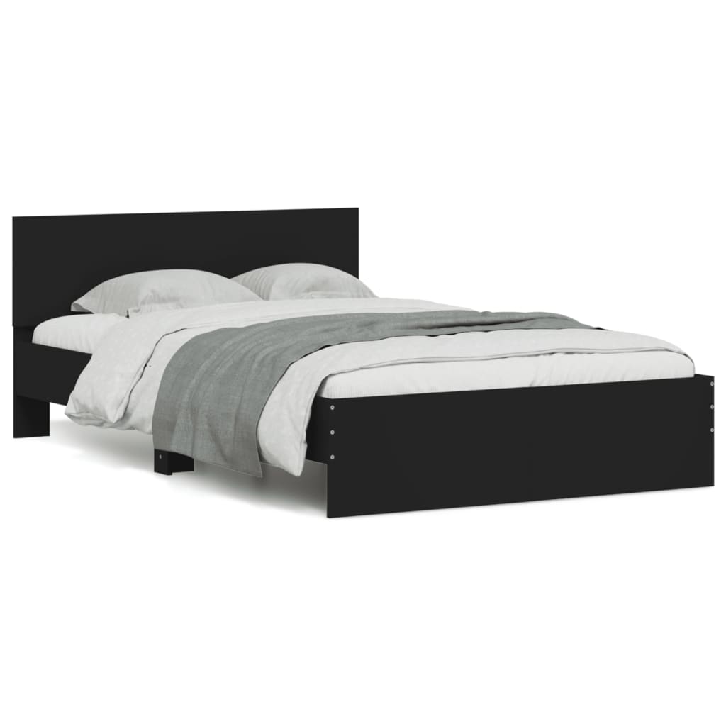 vidaXL Estructura de cama con cabecero negro 135x190 cm