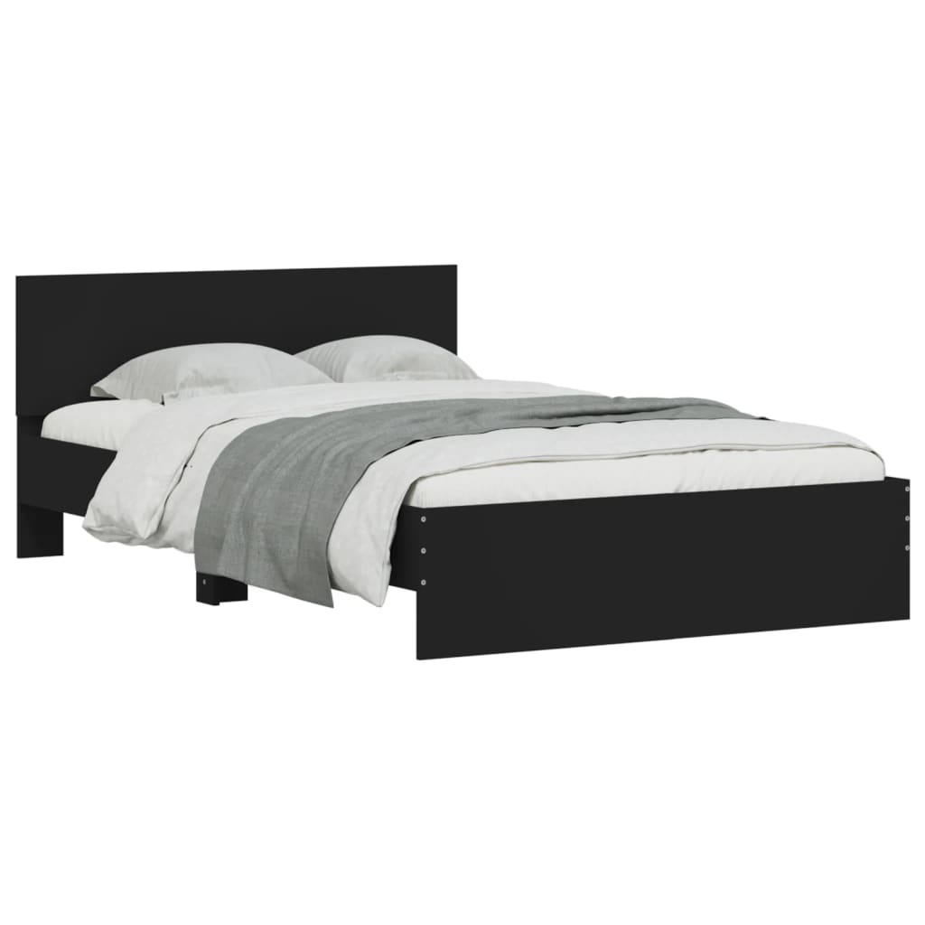 vidaXL Estructura de cama con cabecero negro 135x190 cm