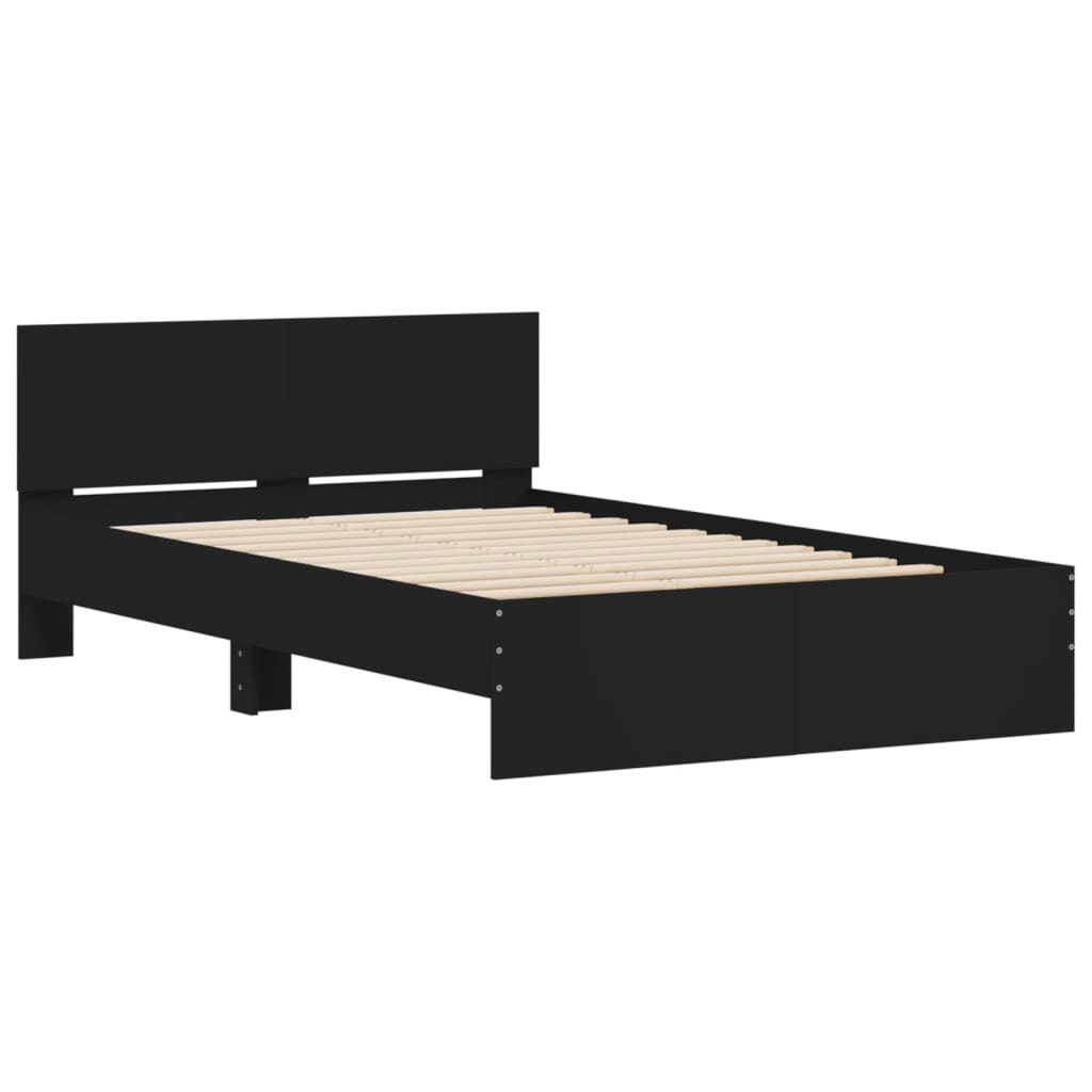 vidaXL Estructura de cama con cabecero negro 135x190 cm