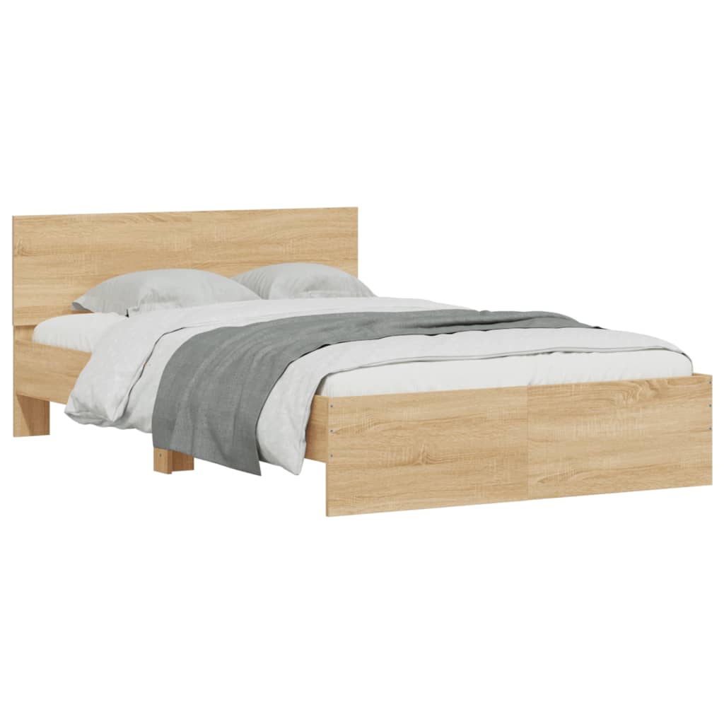 vidaXL Estructura de cama con cabecero roble Sonoma 135x190 cm