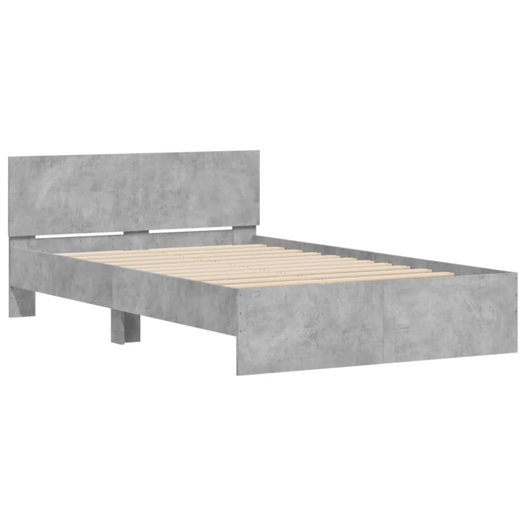 vidaXL Estructura de cama con cabecero gris hormigón 135x190 cm