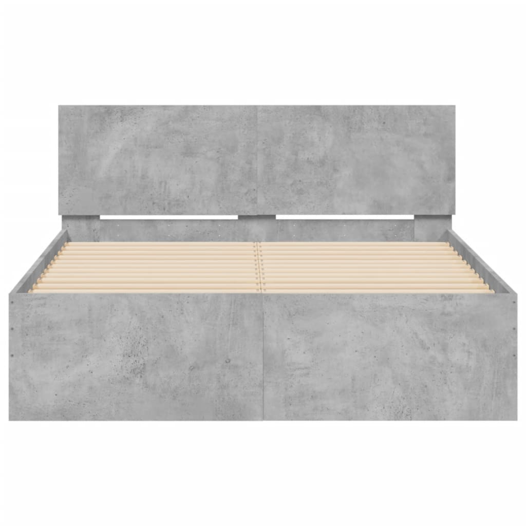 vidaXL Estructura de cama con cabecero gris hormigón 135x190 cm