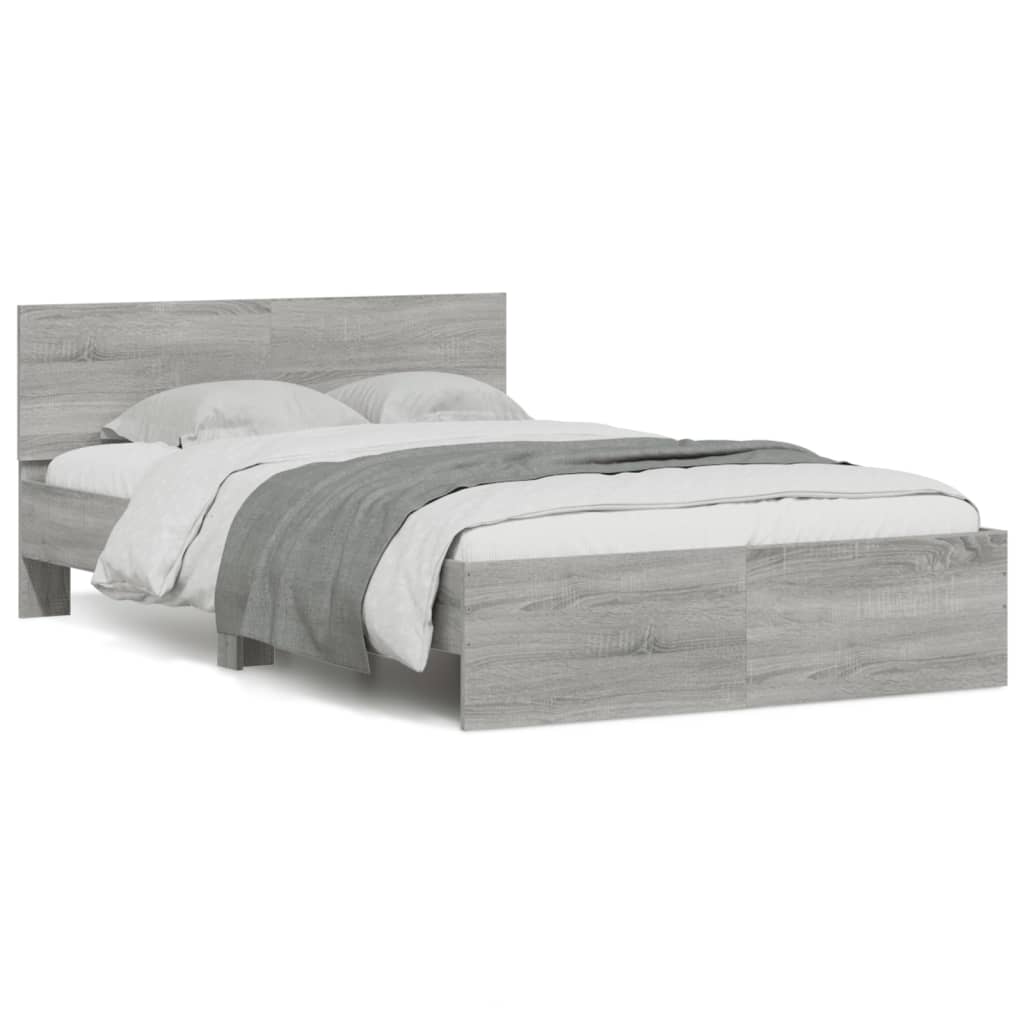 vidaXL Estructura de cama con cabecero gris Sonoma 135x190 cm