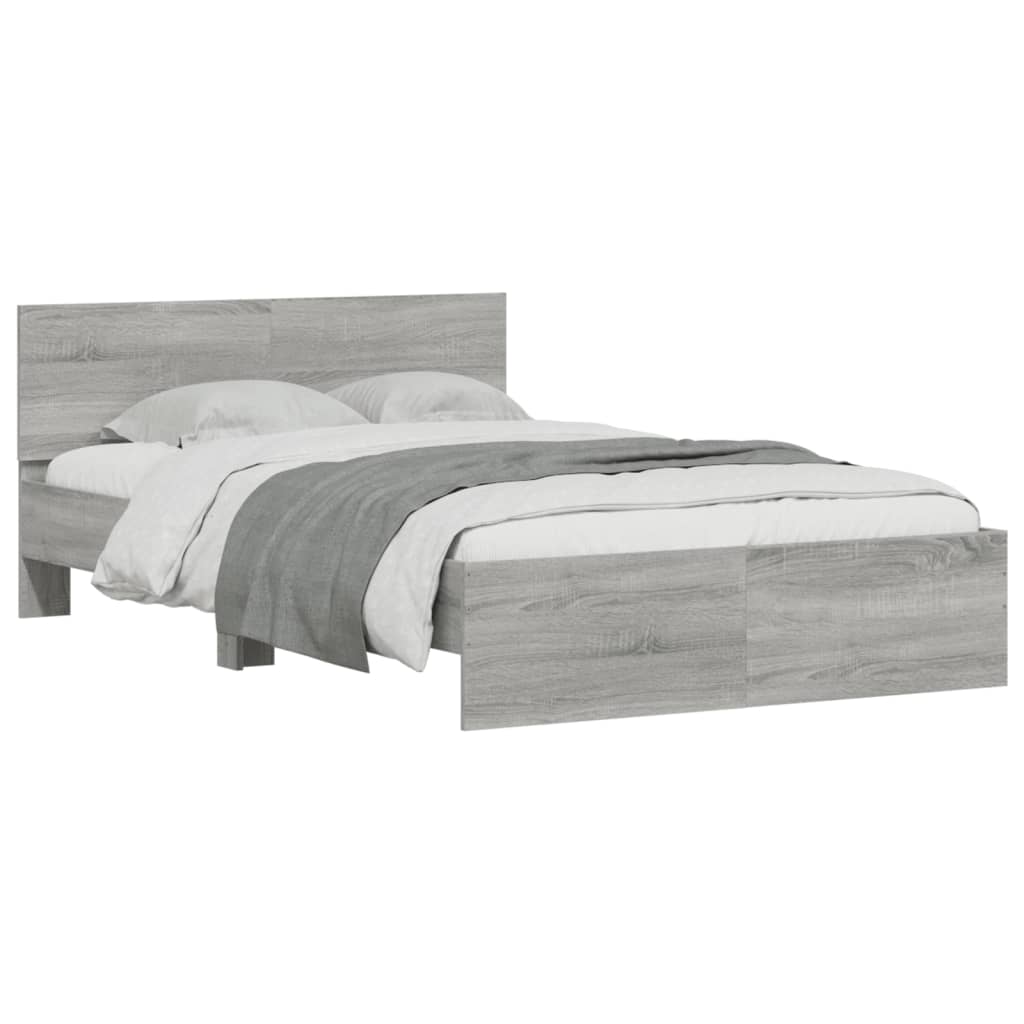 vidaXL Estructura de cama con cabecero gris Sonoma 135x190 cm