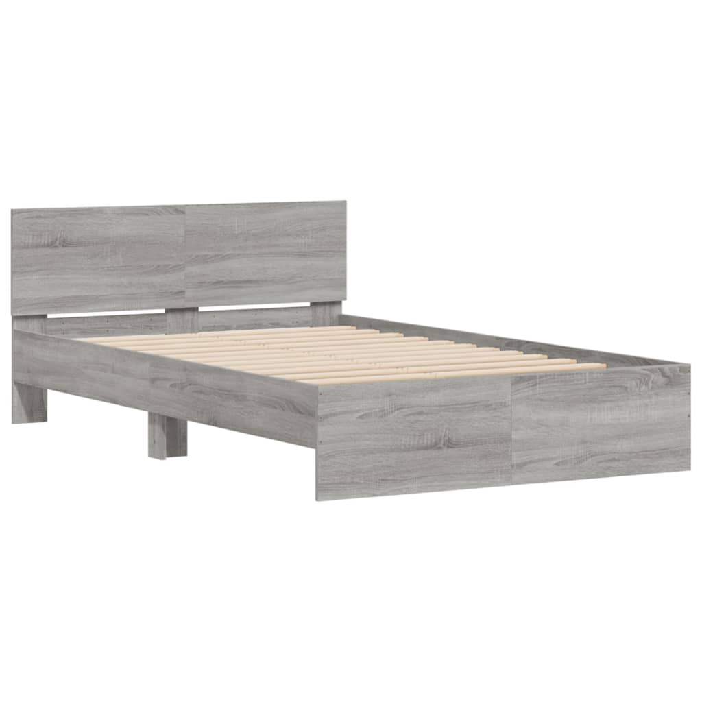 vidaXL Estructura de cama con cabecero gris Sonoma 135x190 cm