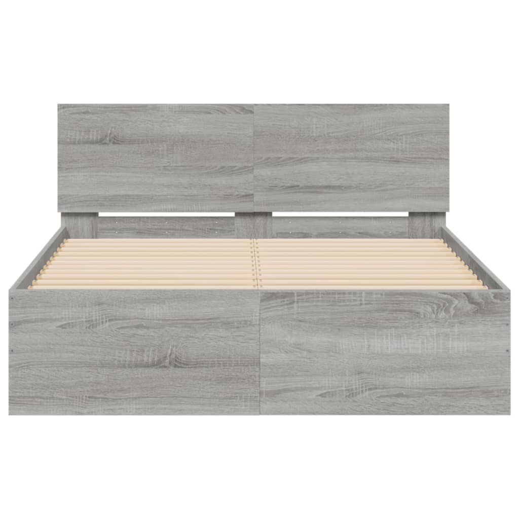 vidaXL Estructura de cama con cabecero gris Sonoma 135x190 cm