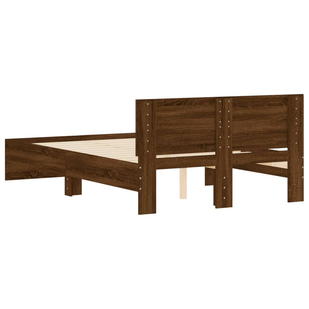 vidaXL Estructura de cama con cabecero marrón roble 135x190 cm