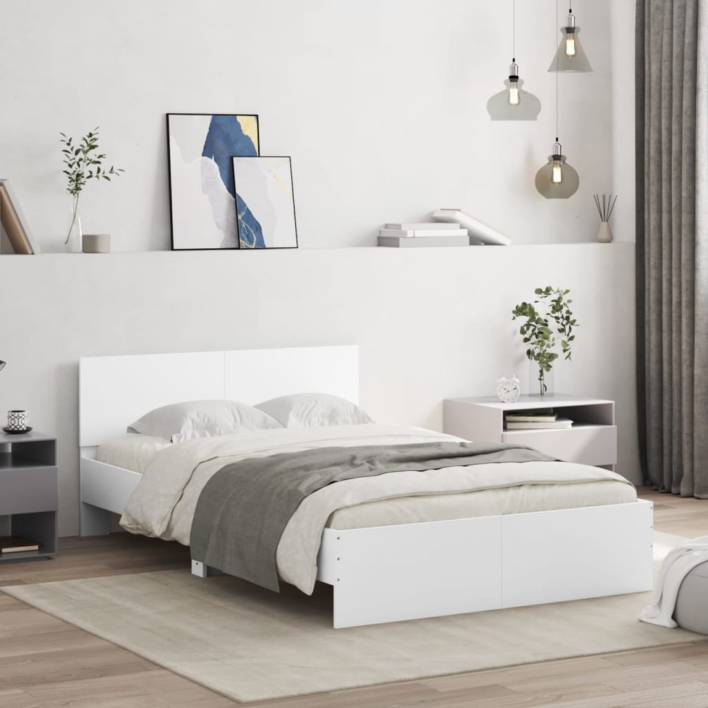 vidaXL Estructura de cama con cabecero blanca 120x190 cm