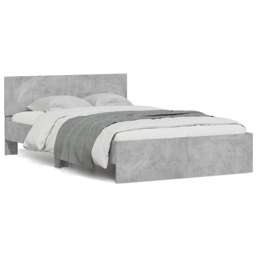 vidaXL Estructura de cama con cabecero gris hormigón 120x190 cm