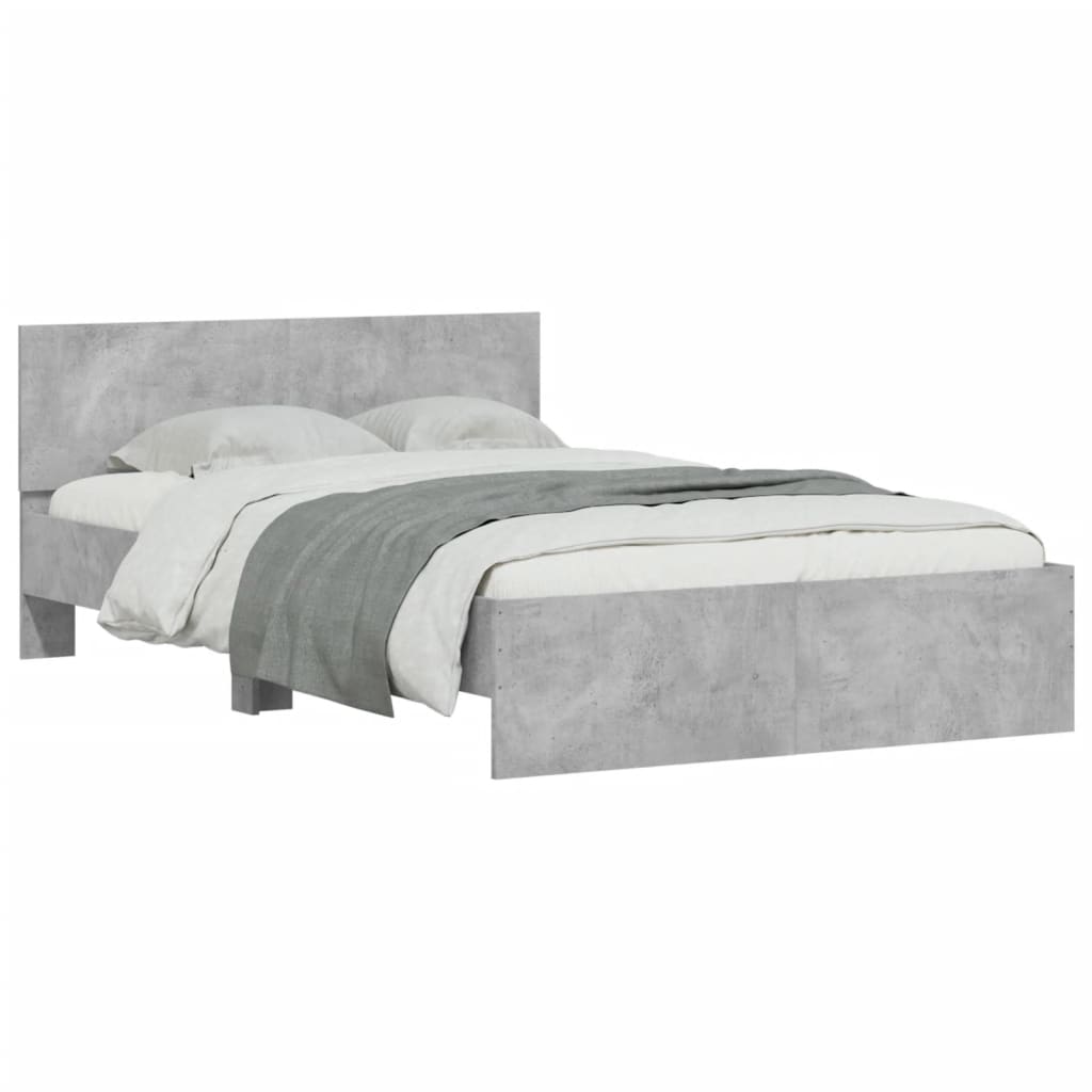 vidaXL Estructura de cama con cabecero gris hormigón 120x190 cm