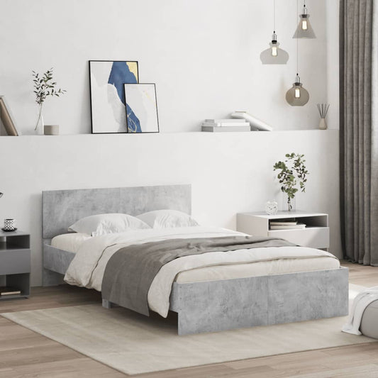 vidaXL Estructura de cama con cabecero gris hormigón 120x190 cm