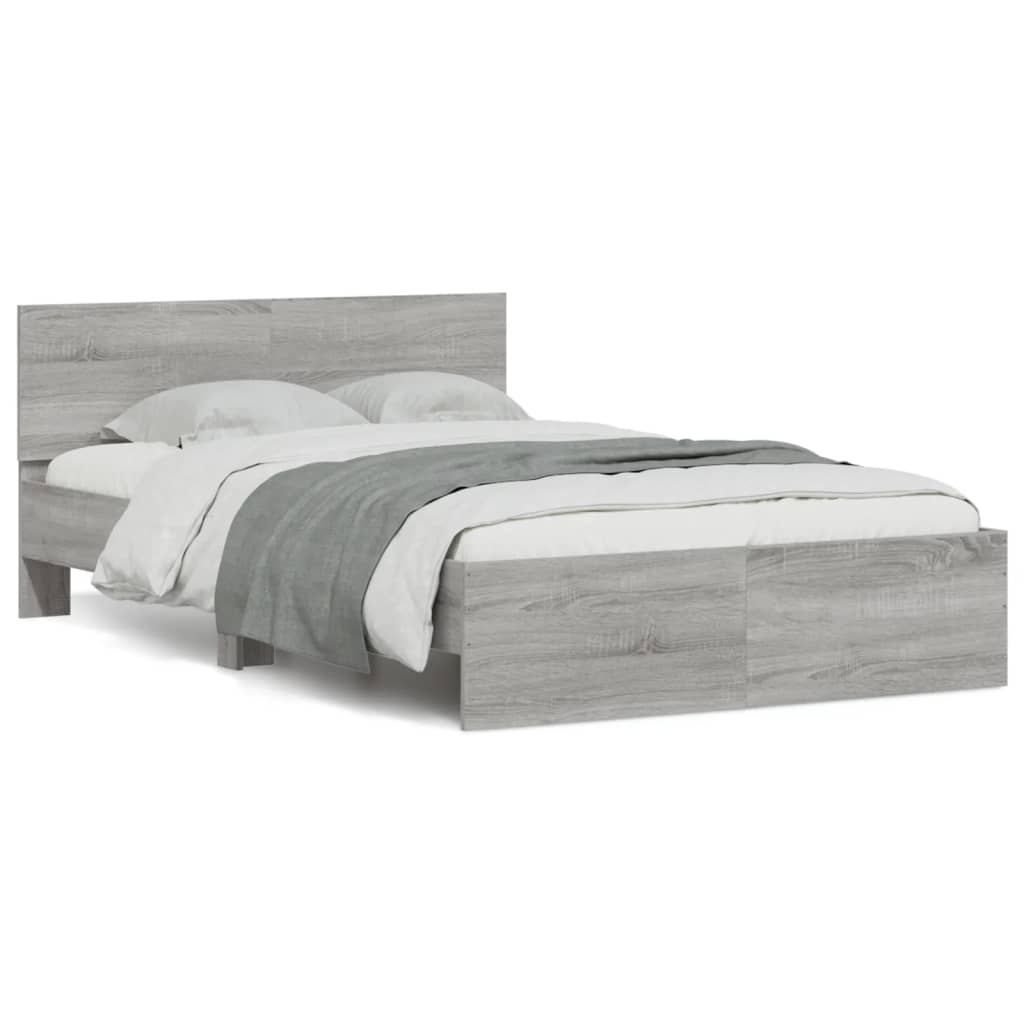 vidaXL Estructura de cama con cabecero gris Sonoma 120x190 cm