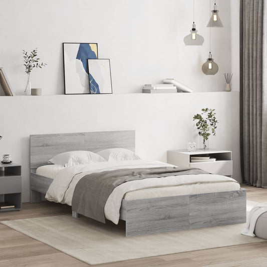 vidaXL Estructura de cama con cabecero gris Sonoma 120x190 cm