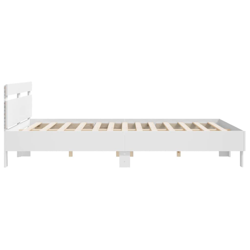 vidaXL Estructura de cama con cabecero y luces LED blanca 200x200 cm