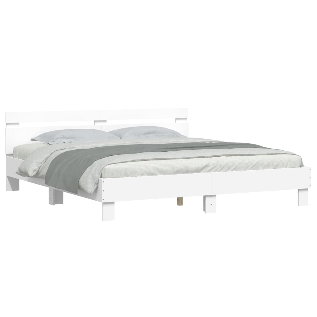 vidaXL Estructura de cama cabecero y luces LED blanca 160x200 cm