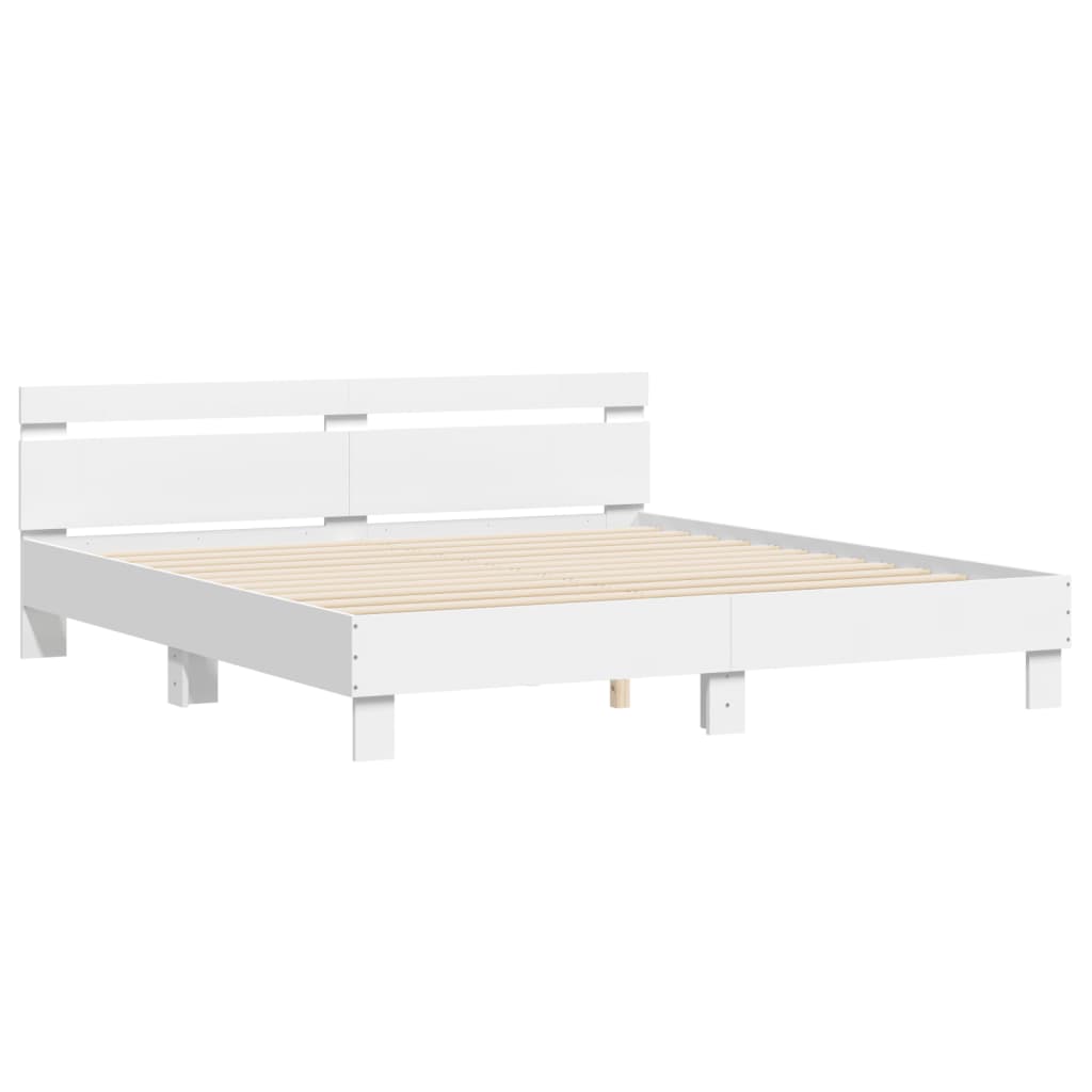 vidaXL Estructura de cama cabecero y luces LED blanca 160x200 cm