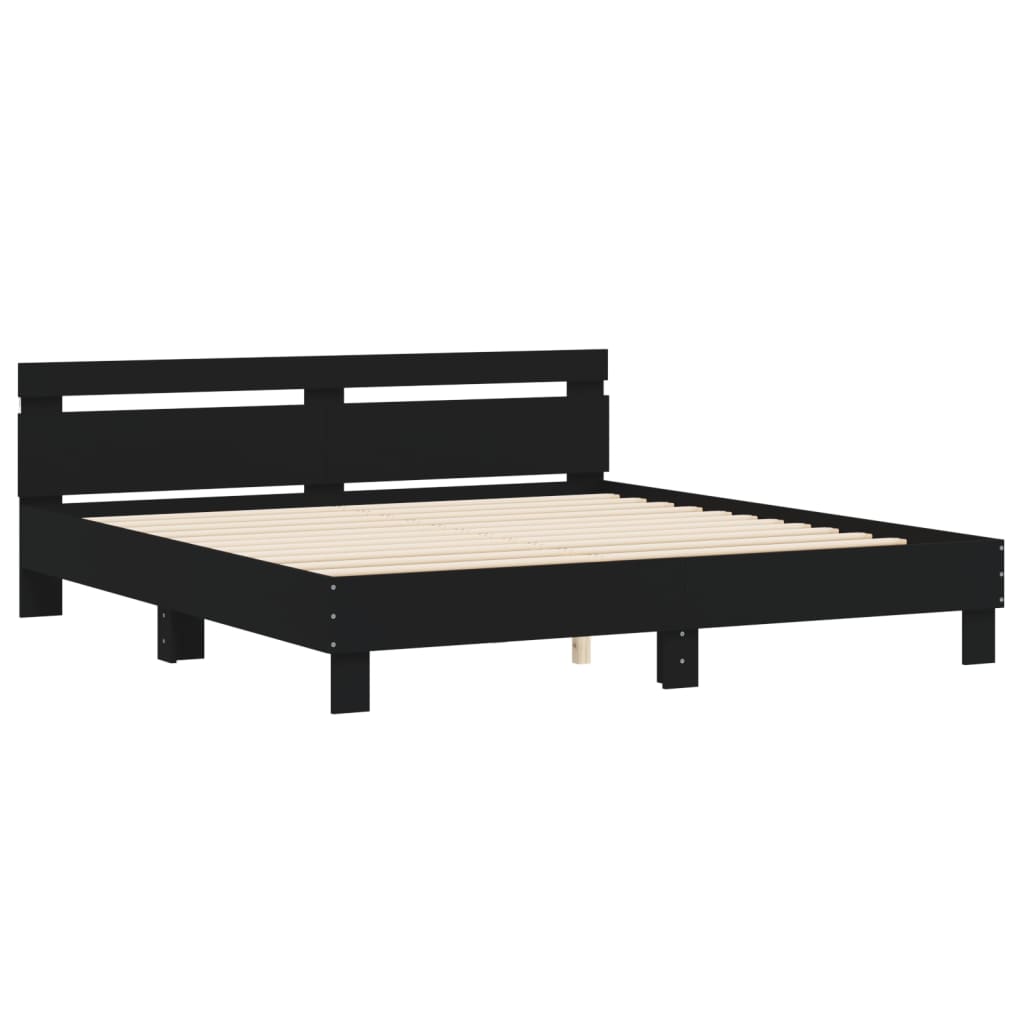 vidaXL Estructura de cama cabecero y luces LED negra160x200 cm