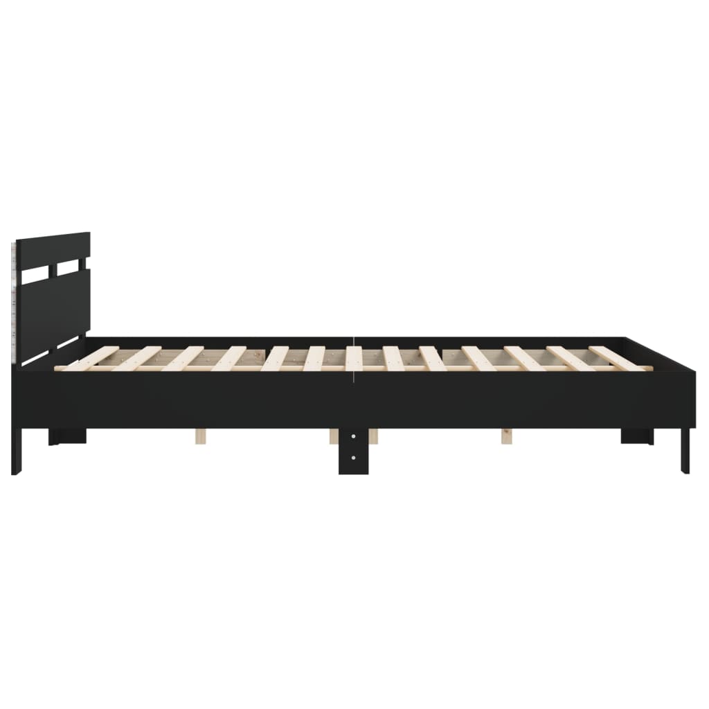 vidaXL Estructura de cama cabecero y luces LED negra160x200 cm