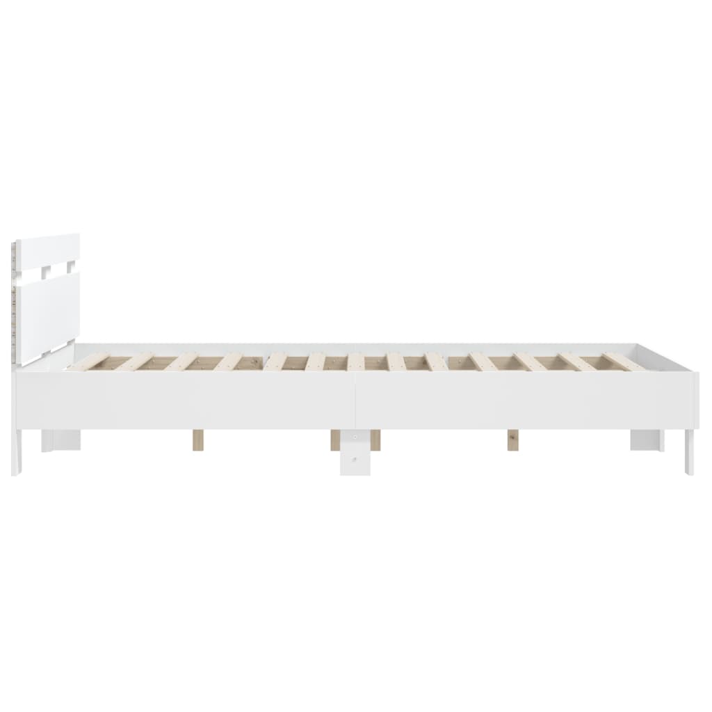 vidaXL Estructura de cama con cabecero y luces LED blanco 140x200 cm