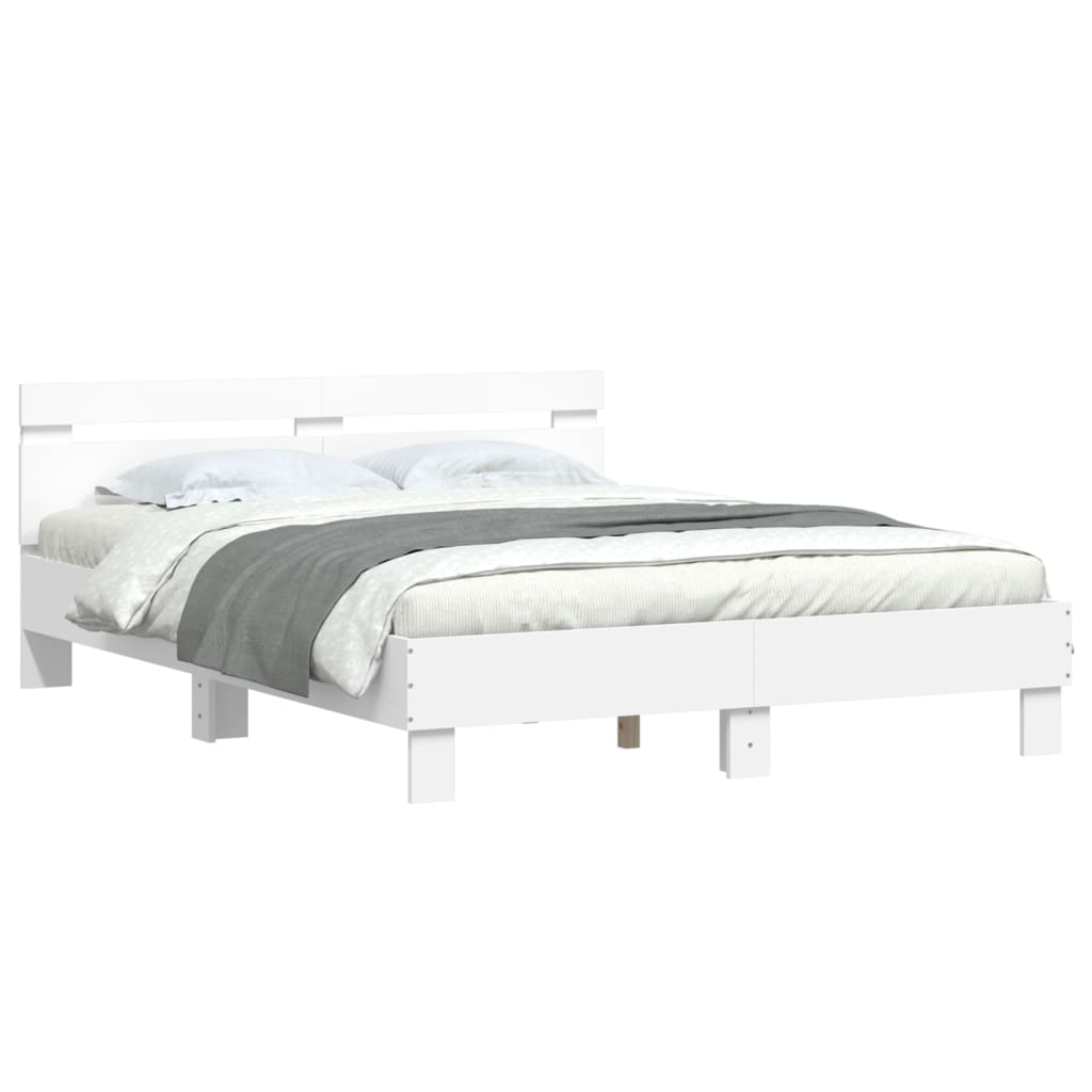 vidaXL Estructura de cama con cabecero y luces LED blanco 140x190 cm