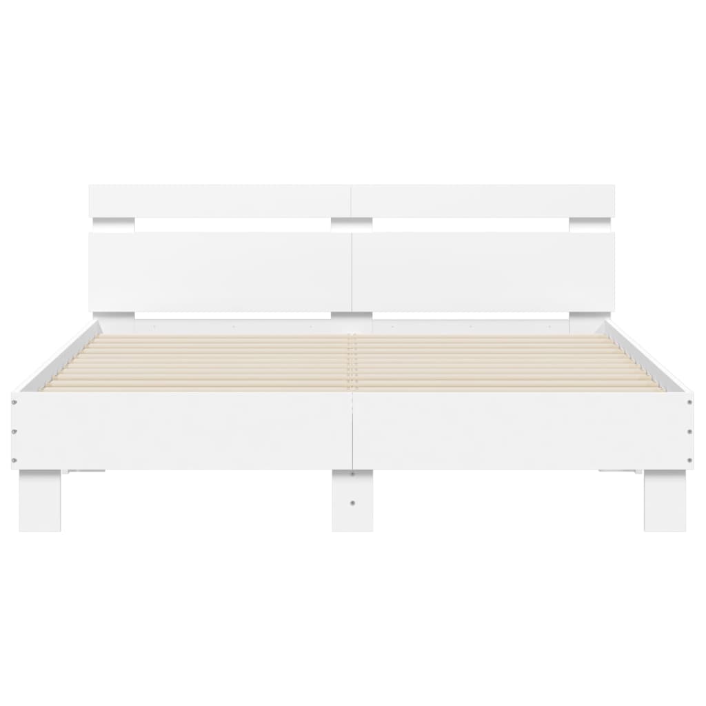 vidaXL Estructura de cama con cabecero y luces LED blanco 140x190 cm