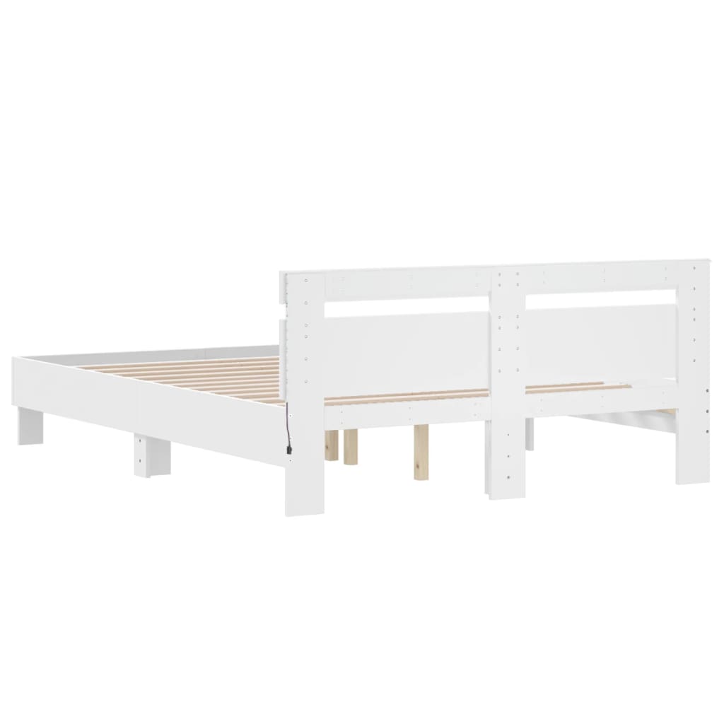 vidaXL Estructura de cama con cabecero y luces LED blanco 140x190 cm