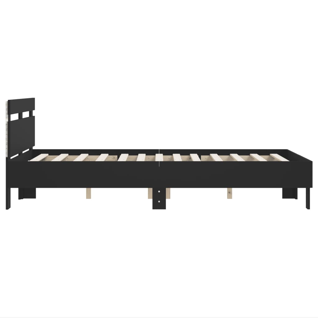 vidaXL Estructura de cama con cabecero y luces LED negro 135x190 cm