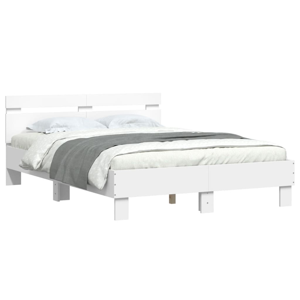 vidaXL Estructura de cama con cabecero y luces LED blanco 120x190 cm