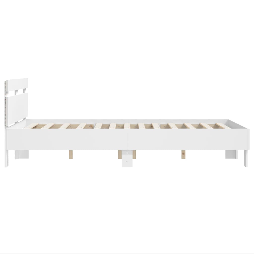 vidaXL Estructura de cama con cabecero y luces LED blanco 120x190 cm