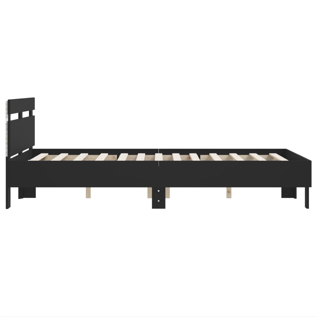 vidaXL Estructura de cama con cabecero y luces LED negro 120x190 cm