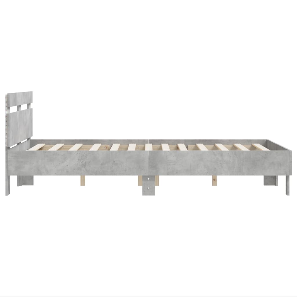 vidaXL Estructura de cama cabecero y luces LED gris hormigón 120x190cm