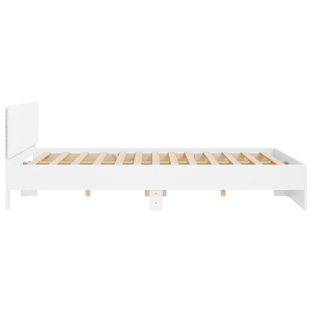 vidaXL Estructura de cama con cabecero y luces LED blanca 200x200 cm