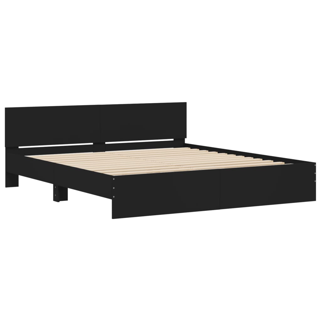 vidaXL Estructura de cama con cabecero y luces LED negra 200x200 cm