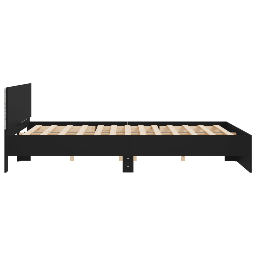 vidaXL Estructura de cama con cabecero y luces LED negra 200x200 cm