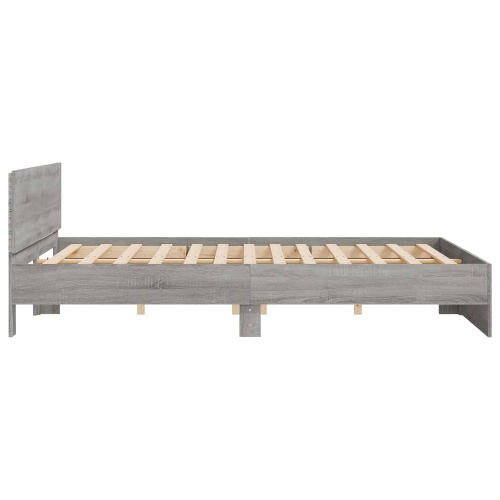 vidaXL Estructura de cama cabecero y luces LED gris Sonoma 180x200 cm