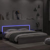 vidaXL Estructura de cama cabecero y luces LED gris Sonoma 180x200 cm