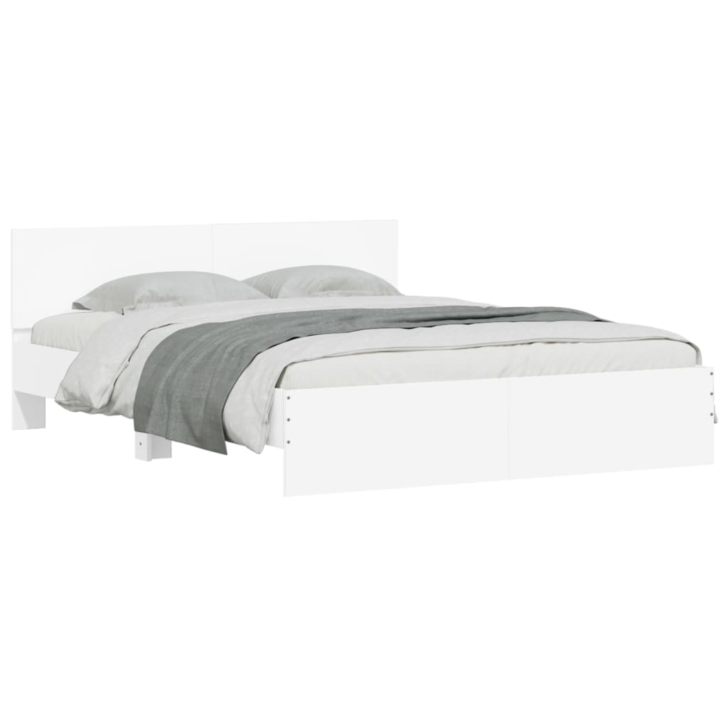 vidaXL Estructura de cama cabecero y luces LED blanca 160x200 cm