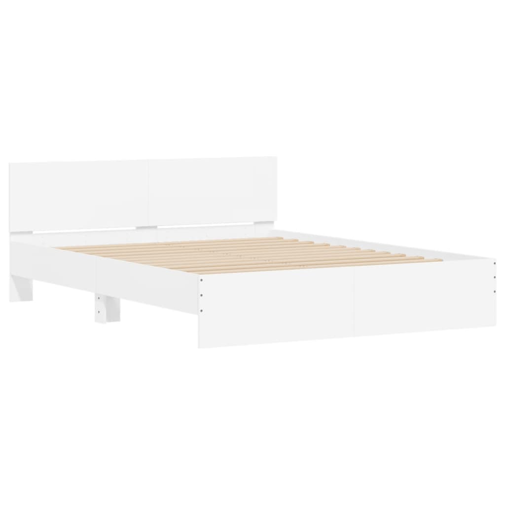 vidaXL Estructura de cama cabecero y luces LED blanca 160x200 cm