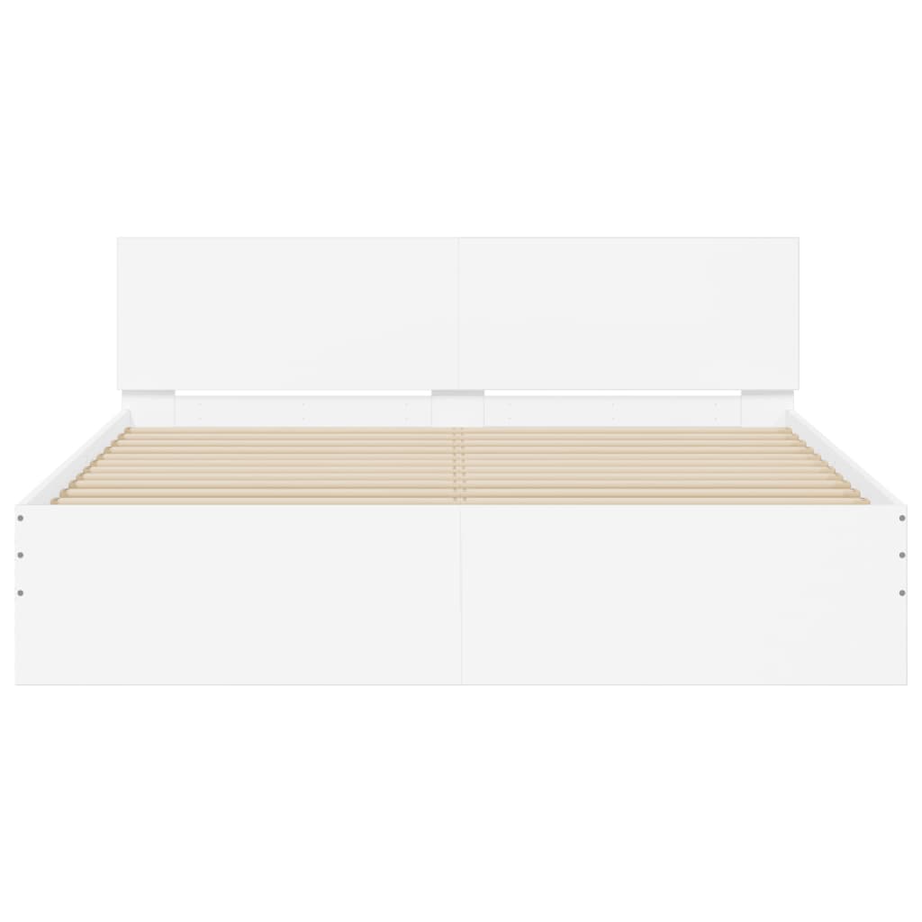 vidaXL Estructura de cama cabecero y luces LED blanca 160x200 cm