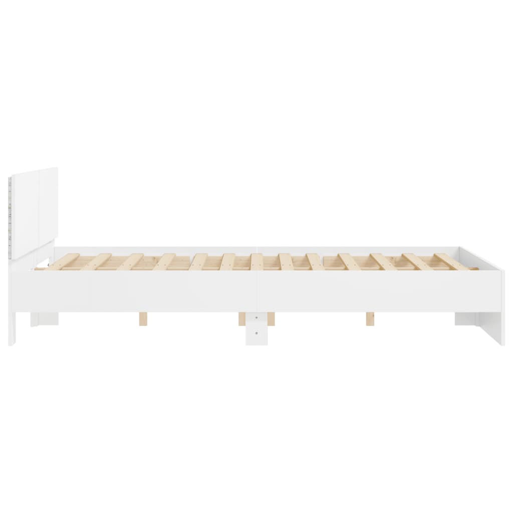 vidaXL Estructura de cama cabecero y luces LED blanca 160x200 cm