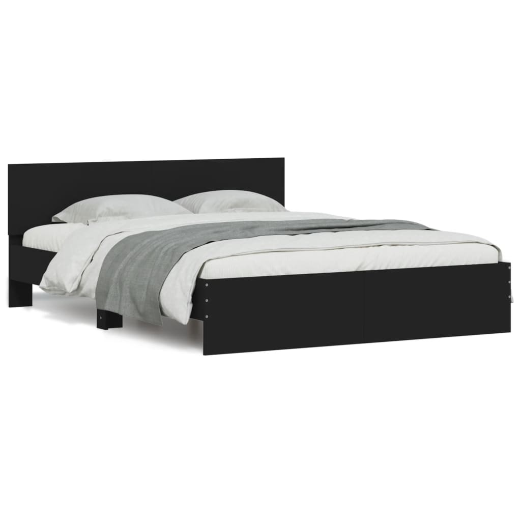 vidaXL Estructura de cama cabecero y luces LED negra160x200 cm