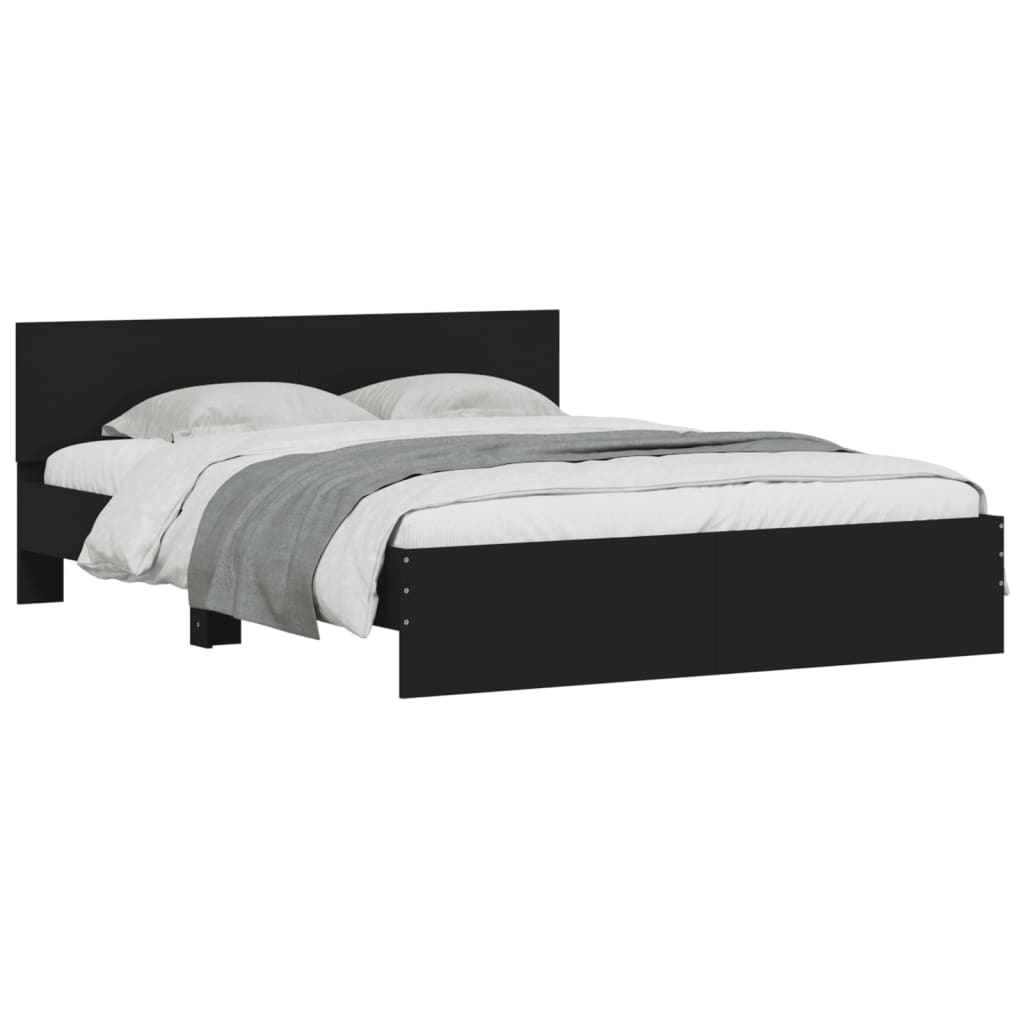 vidaXL Estructura de cama cabecero y luces LED negra160x200 cm