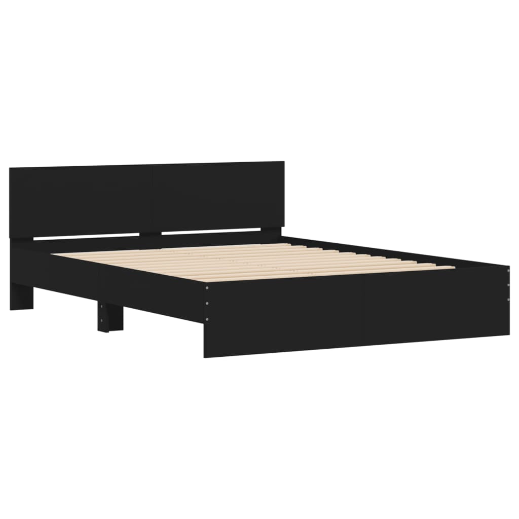 vidaXL Estructura de cama cabecero y luces LED negra160x200 cm