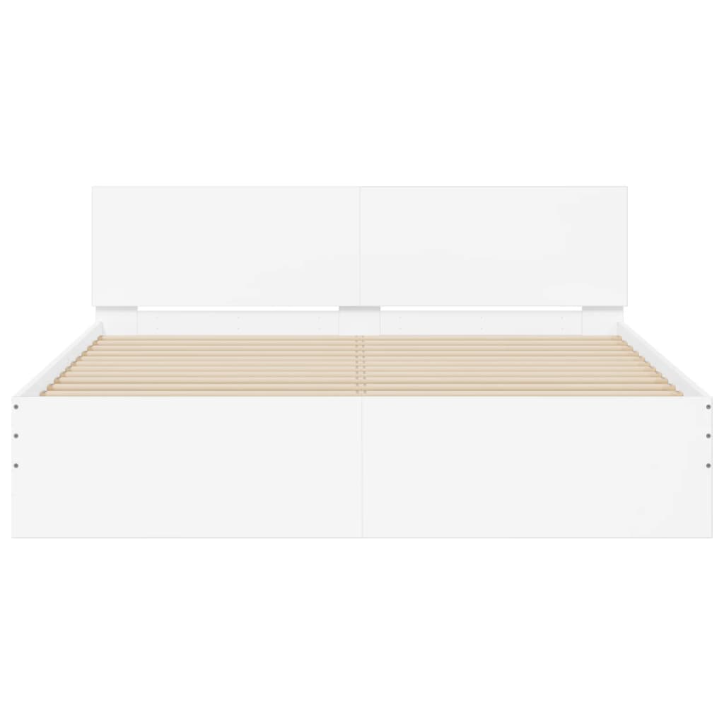 vidaXL Estructura de cama con cabecero y luces LED blanco 150x200 cm