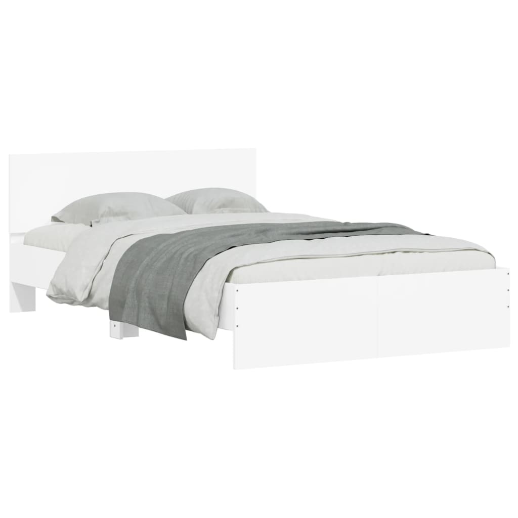 vidaXL Estructura de cama con cabecero y luces LED blanco 135x190 cm