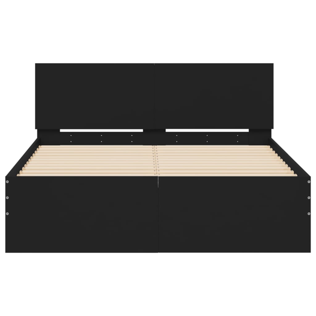 vidaXL Estructura de cama con cabecero y luces LED negro 135x190 cm