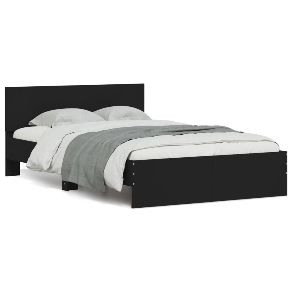 vidaXL Estructura de cama con cabecero y luces LED negro 135x190 cm