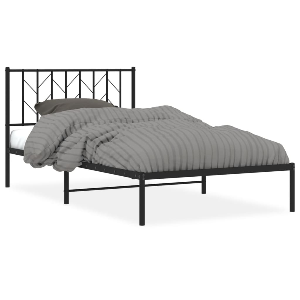 vidaXL Estructura cama sin colchón con cabecero metal negro 107x203 cm