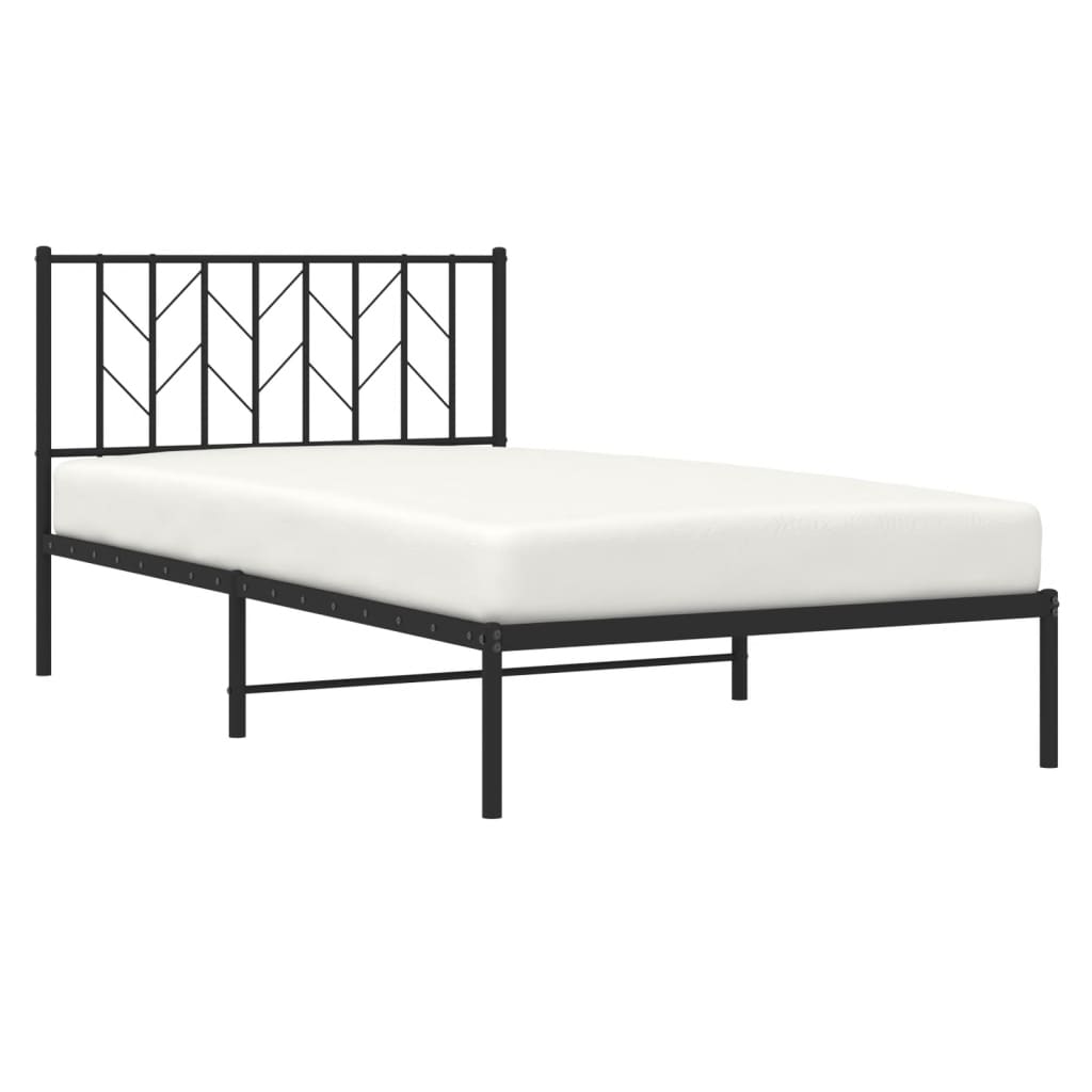 vidaXL Estructura cama sin colchón con cabecero metal negro 107x203 cm